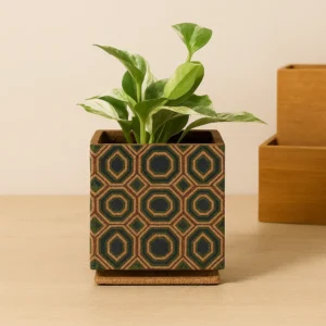 PAIVI BOHEMIAN PRINT CORK TABLE PLANTER | SUSTAINABLE & STYLISH HOME DECOR