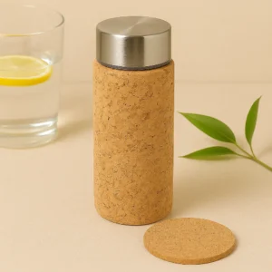 PAIVI BOROSILICATE GLASS BOTTLE  WITH CORK SLEEVE