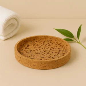 PAIVI CHOCOCHIP TEXTURED ROUND CORK TRAY FOR SERVING