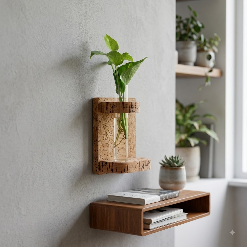 PAIVI Cork Wall Shelf Planter - Image 3