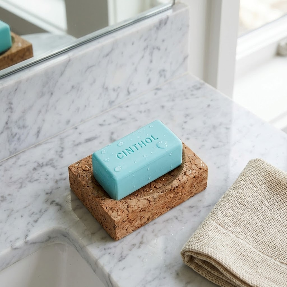 PAIVI Natural Cork Rectangular Soap Dish - Image 3