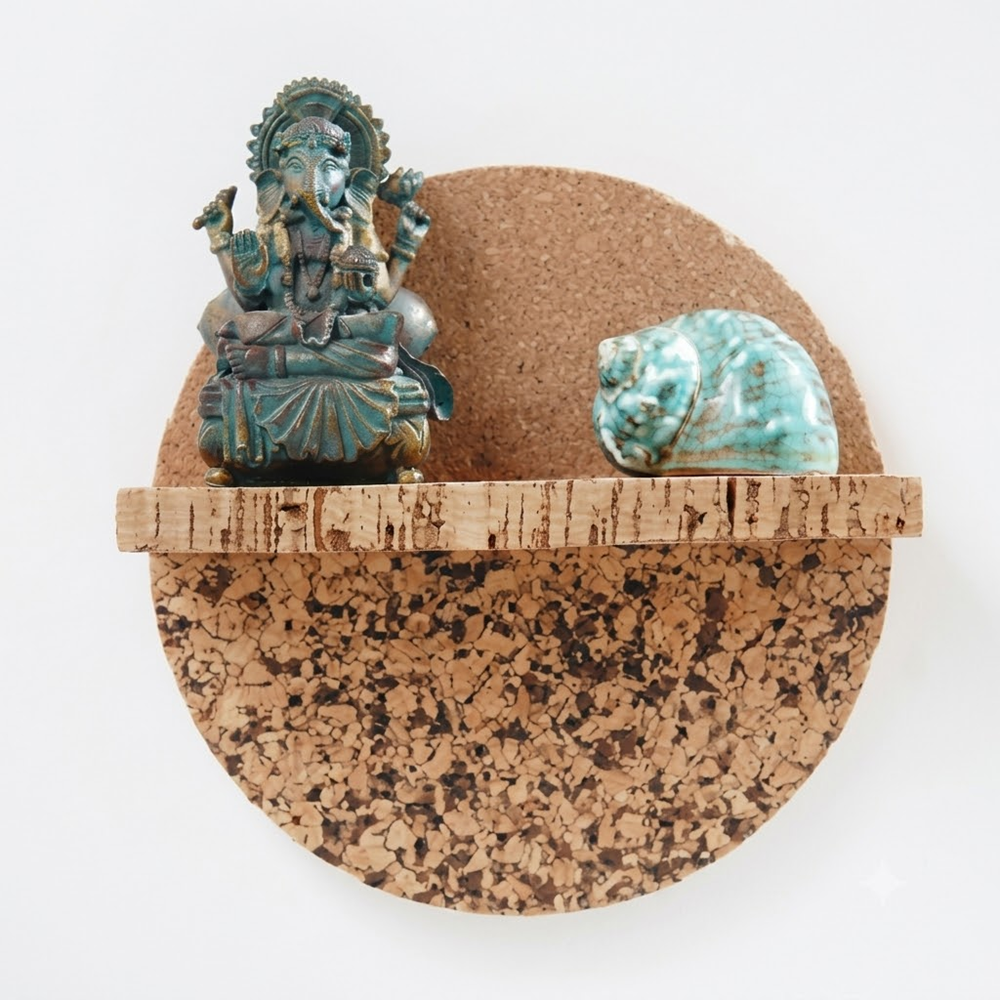 PAIVI Half-Moon Cork Wall Shelf