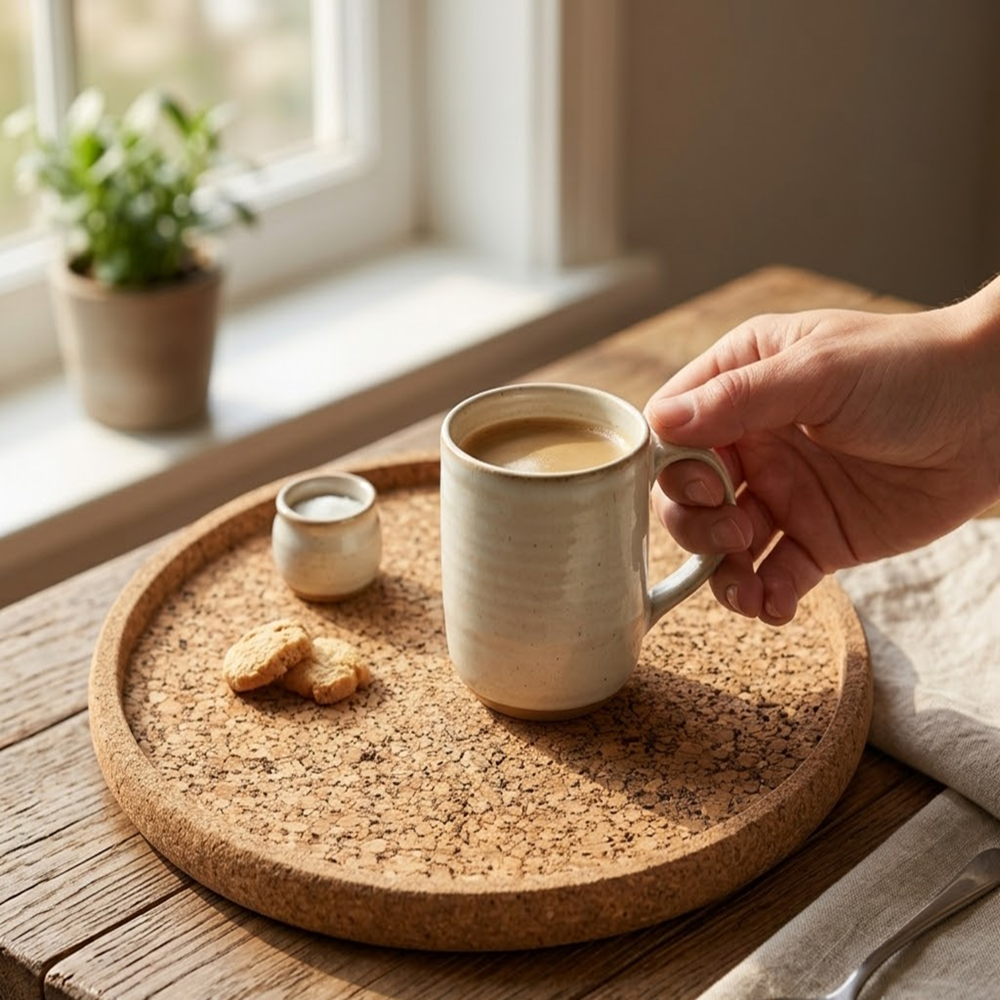 PAIVI Natural Cork Round Tray - Image 2