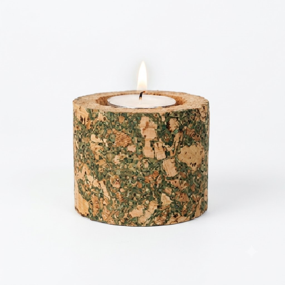 PAIVI Olive Cork Cylindrical T-Light Holder