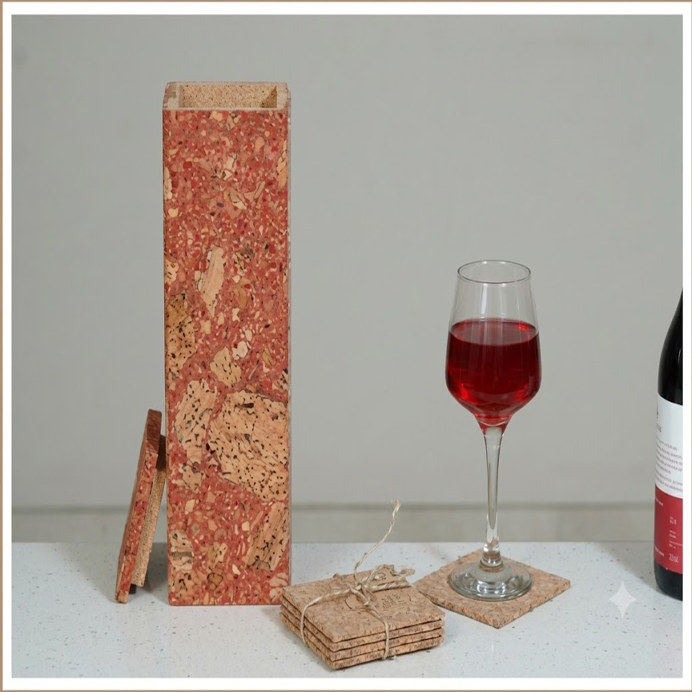 PAIVI Liquor Bottle Cork Box Red Assiago Finish - Image 2