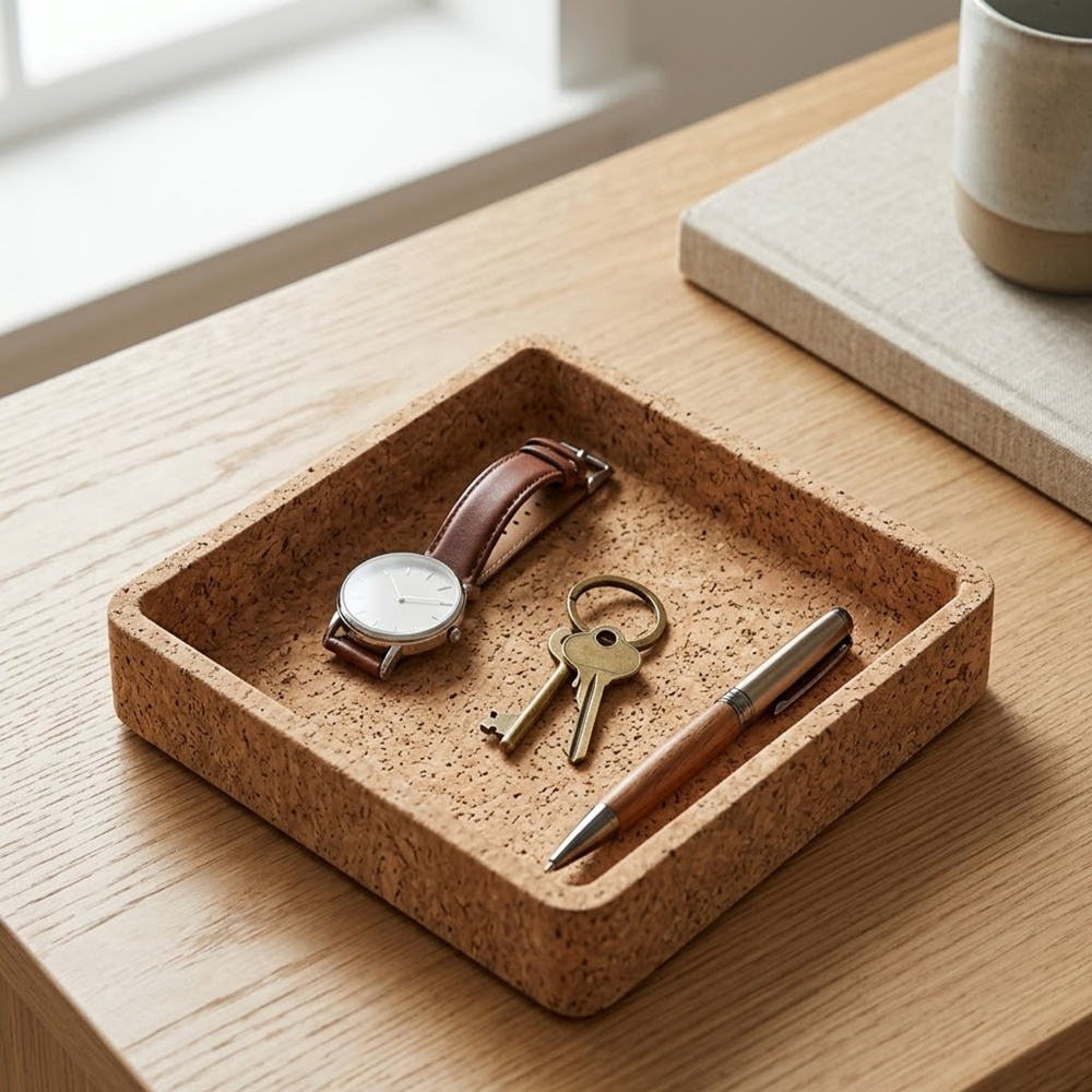 PAIVI Rustic Natural Square Cork Serving Tray - Image 3