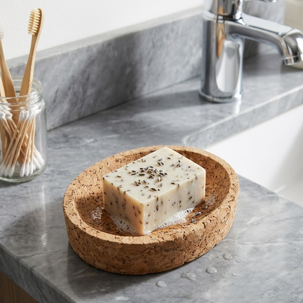 PAIVI Natural Cork Oval Soap Dish - Image 4