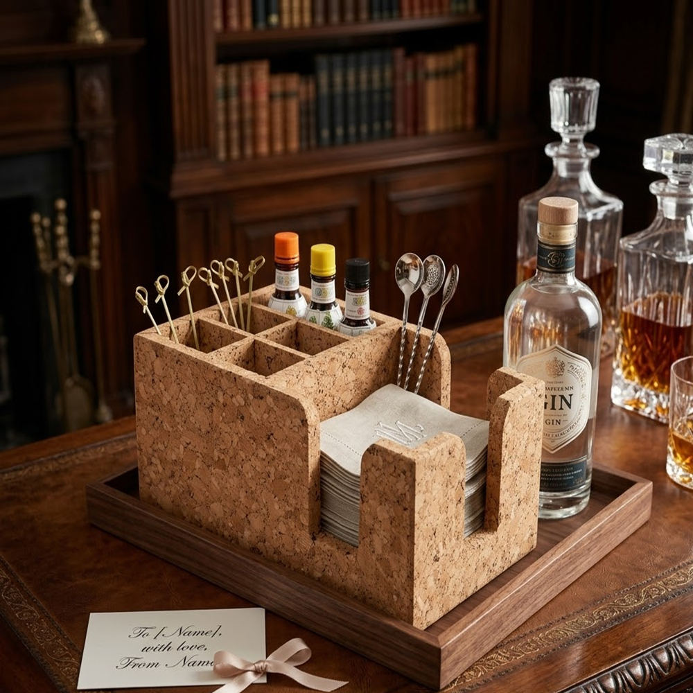 PAIVI Multiple Compartment Cork Bar Caddy - Image 4