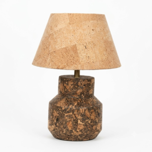 PAIVI Rustic Cork Table Lamp with Tapered Shade
