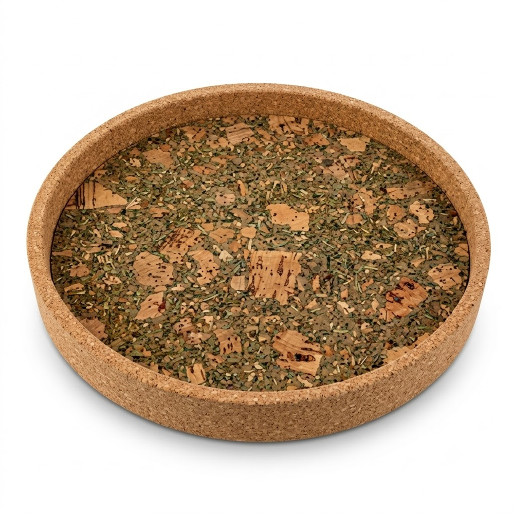 PAIVI Olive Mosaic Round Cork Tray