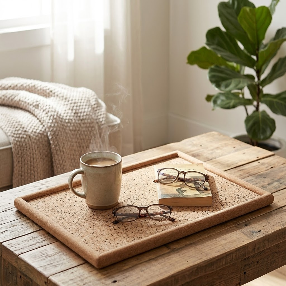 PAIVI Natural Cork Rectangular Tray - Image 2
