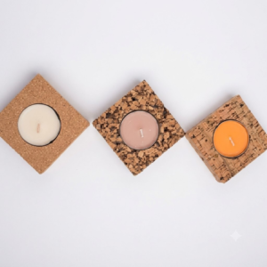 PAIVI Square Cork T-Light Holder Set