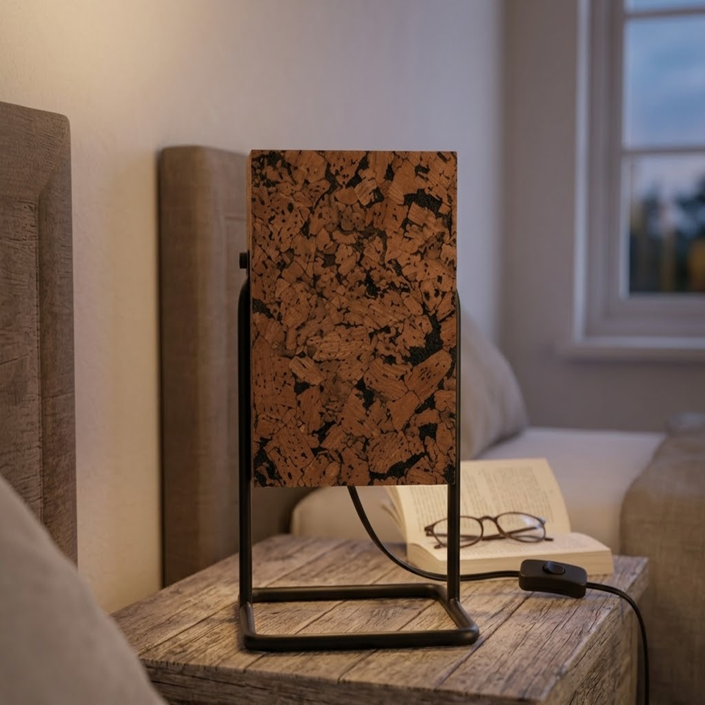 PAIVI Cork Frame Table Lamp with Black Metal Base - Image 4
