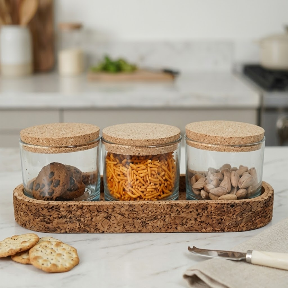 PAIVI Triple Jar Cork Tray Set - Image 4