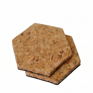 PAIVI Hexagon Cork Coasters with Single Side Veneer