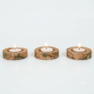 PAIVI Natural Cork Round T-Light Holder Set of 3