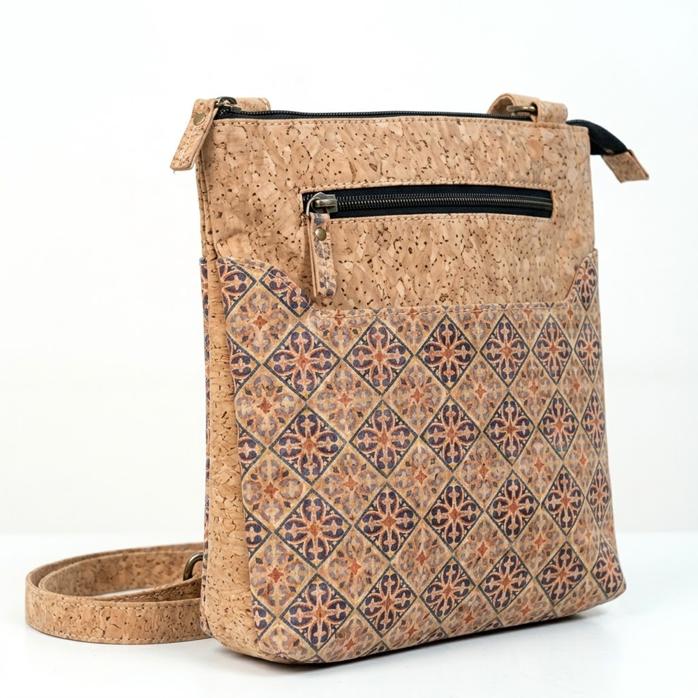 PAIVI Diamond Pattern Cork Sling Bag with Adjustable Strap - Image 2