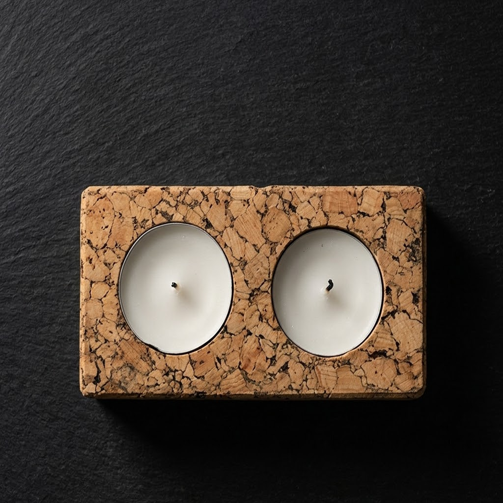 PAIVI Double Slot Cork T-Light Holder - Image 2