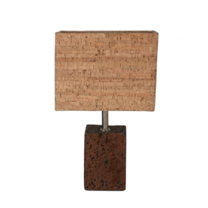 PAIVI Rectangular Cork Shade Table Lamp with Textured Base