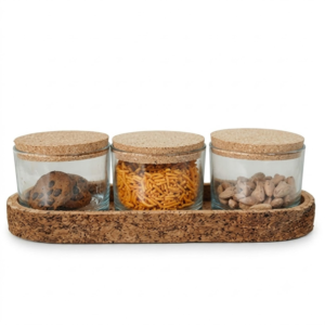 PAIVI Triple Jar Cork Tray Set