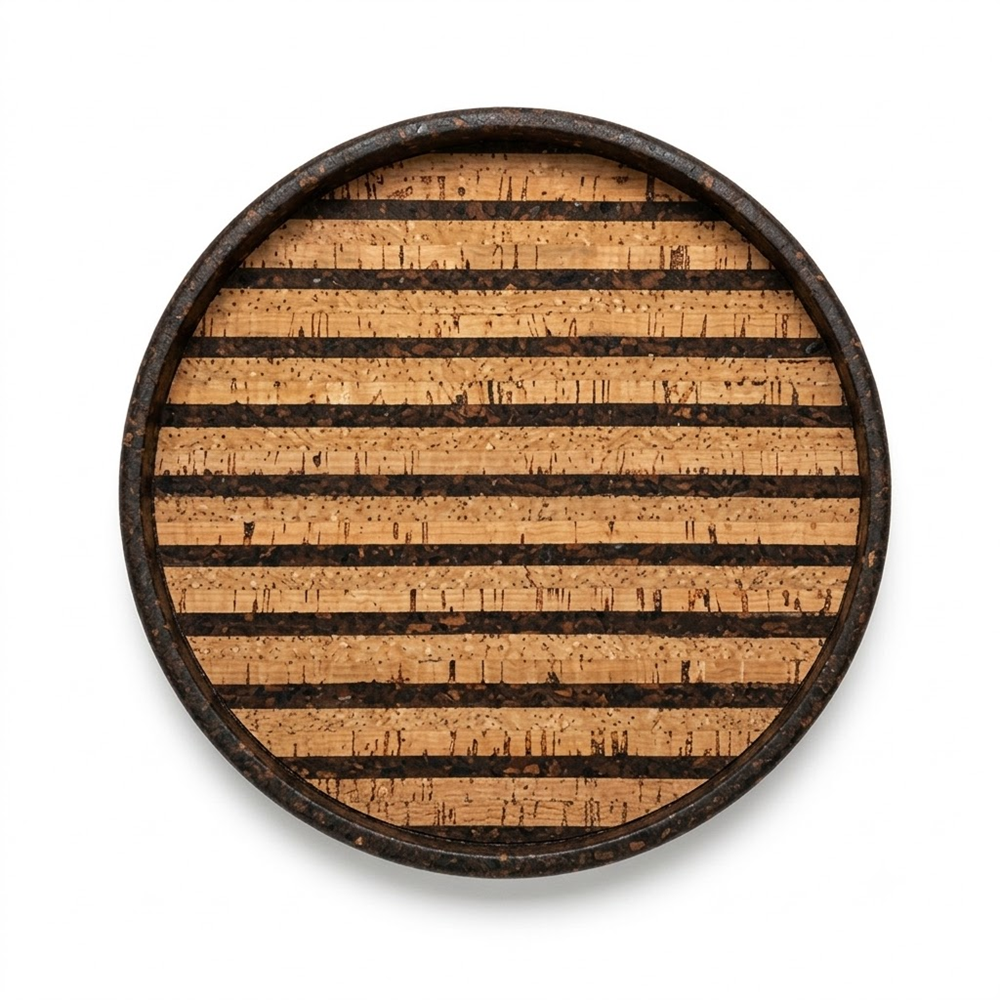 PAIVI Classic Stripe Round Cork Tray