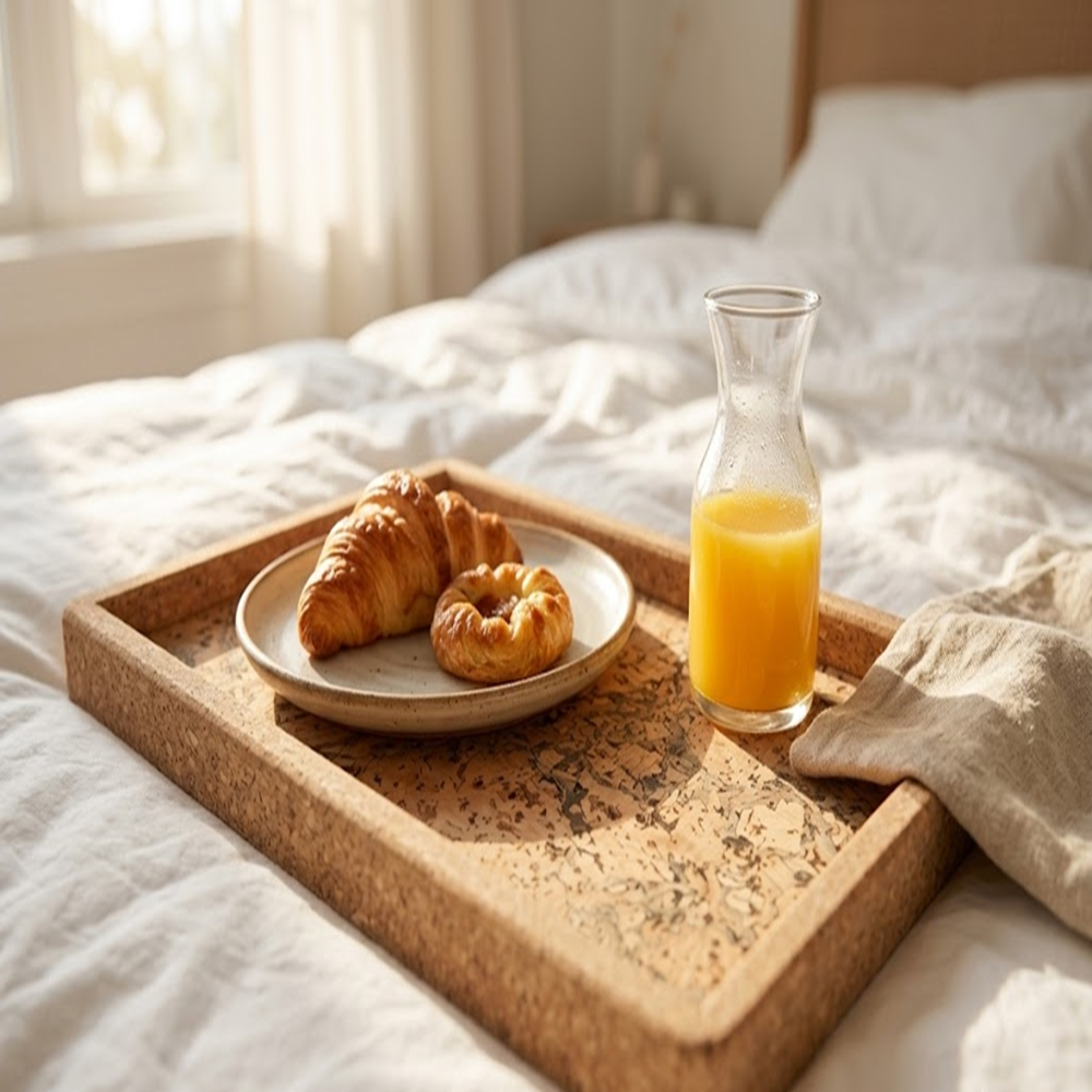 PAIVI Natural Patterned Cork Small Rectangular Tray - Image 3