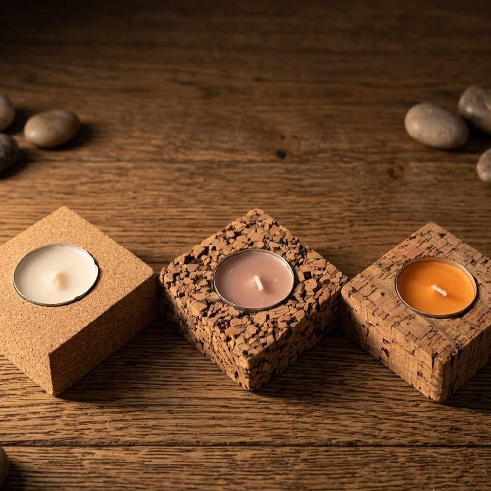 PAIVI Square Cork T-Light Holder Set - Image 2