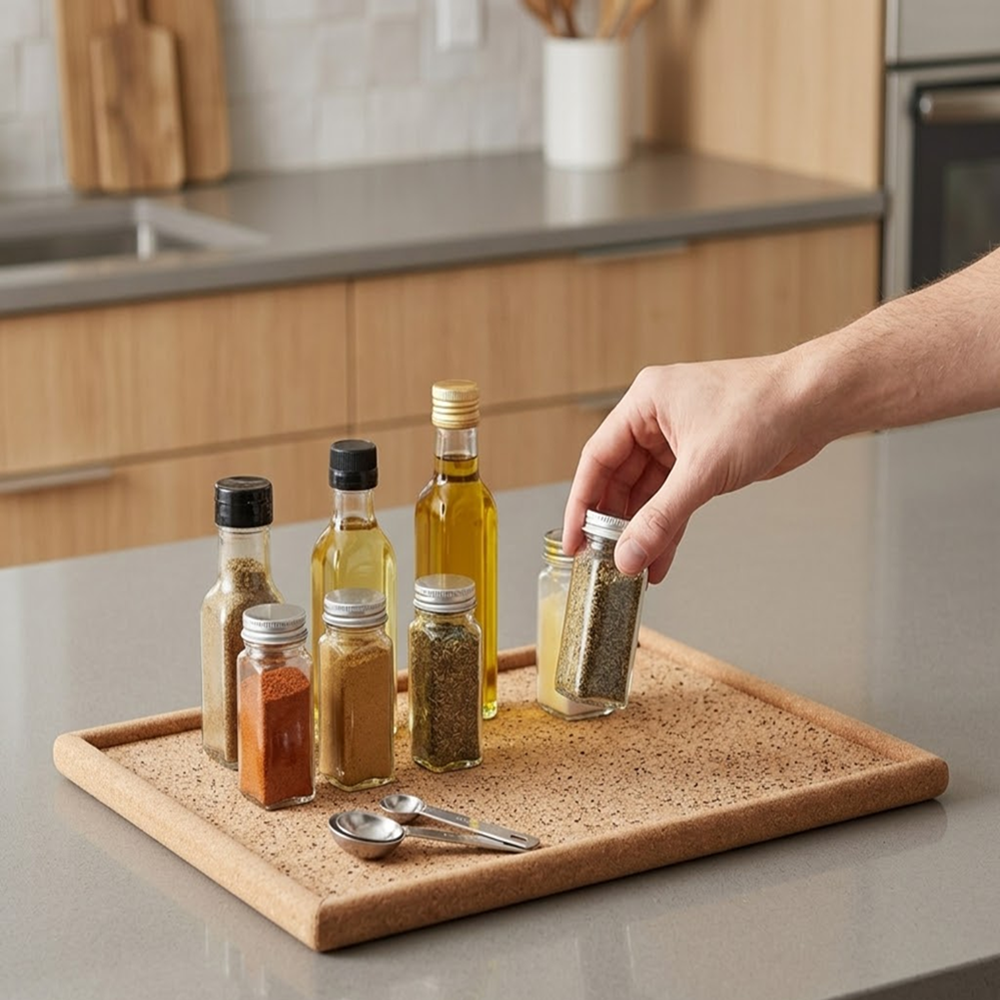 PAIVI Natural Cork Rectangular Tray - Image 3