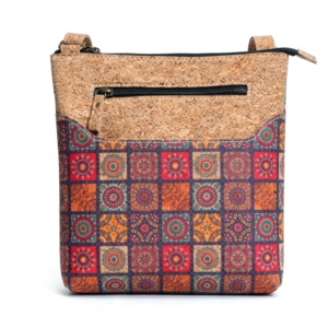 PAIVI Box Print Cork Sling Bag with Adjustable Strap