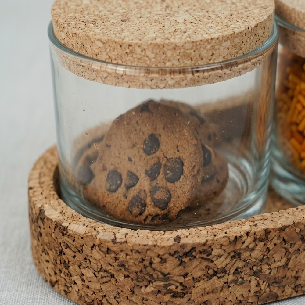 PAIVI Triple Jar Cork Tray Set - Image 3