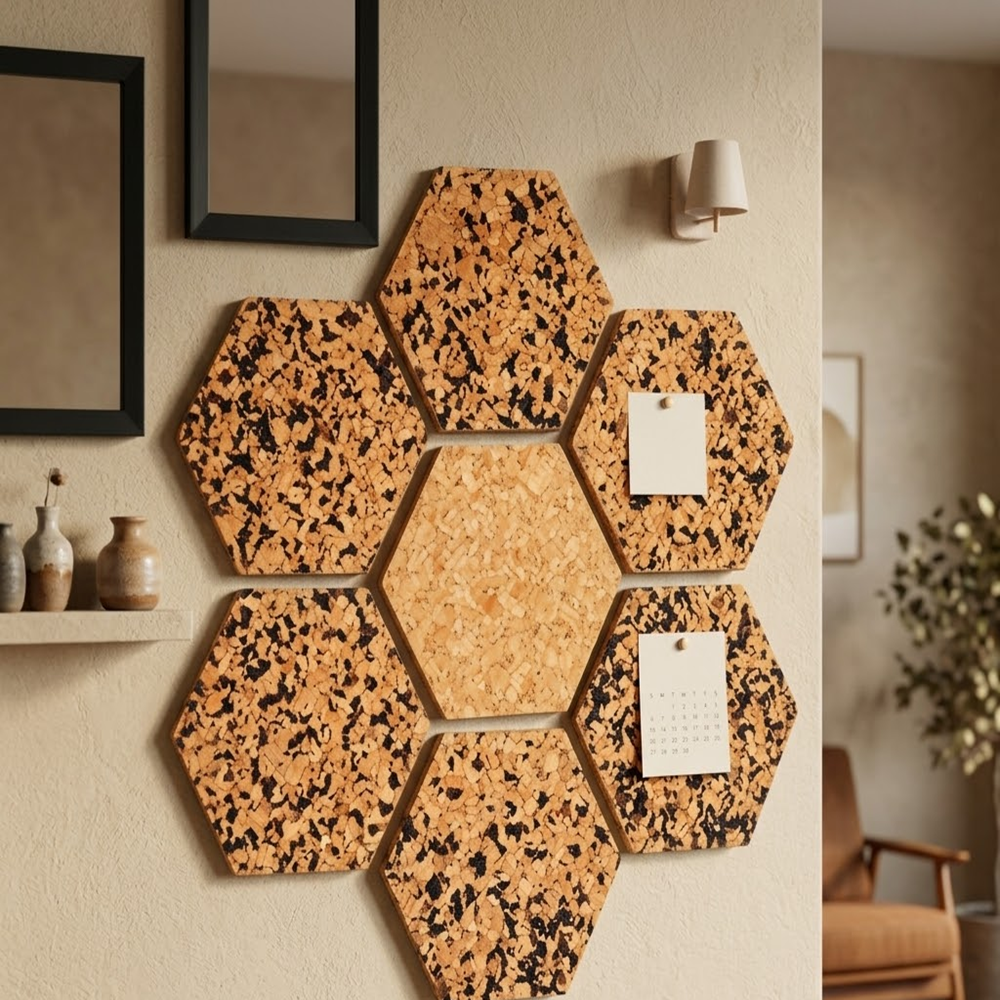 PAIVI Hexagon Cork Wall Decor Tile Set - Image 4