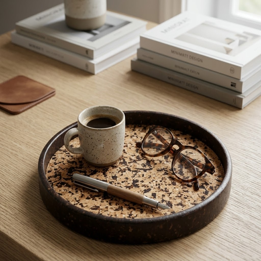 PAIVI Choco Speckle Round Cork Tray - Image 2