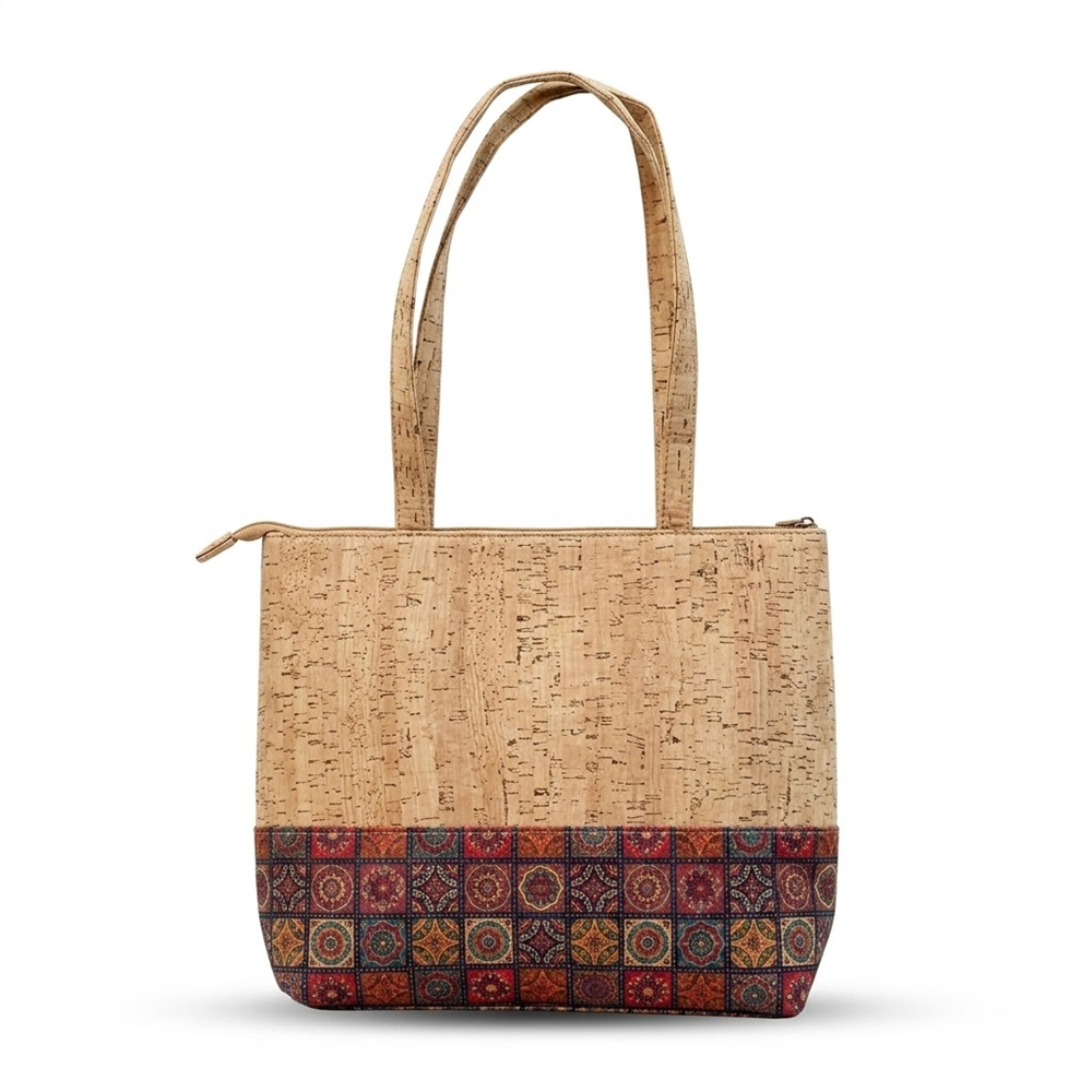 PAIVI Box Print Cork Tote Bag