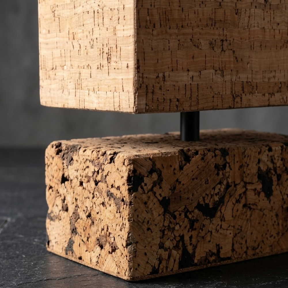 PAIVI Cork Cube Table Lamp with Natural Cork Base - Image 2