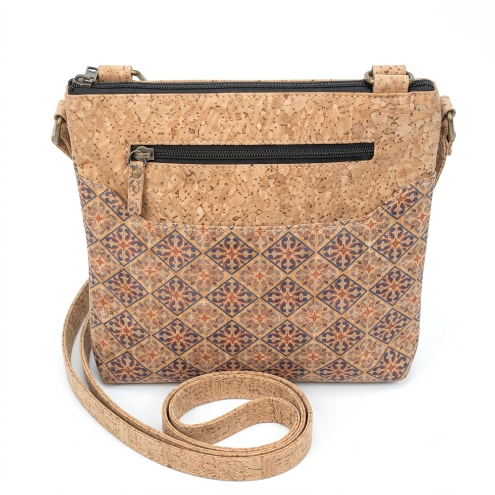 PAIVI Diamond Pattern Cork Sling Bag with Adjustable Strap - Image 4