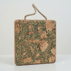 PAIVI Olive Mosaic Square Cork Trivet with Hanging Loop