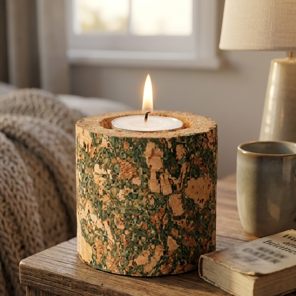 PAIVI Olive Cork Cylindrical T-Light Holder - Image 3