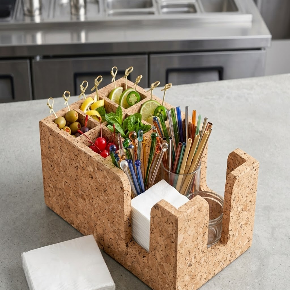PAIVI Multiple Compartment Cork Bar Caddy - Image 3
