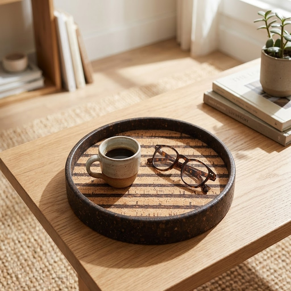 PAIVI Classic Stripe Round Cork Tray - Image 2