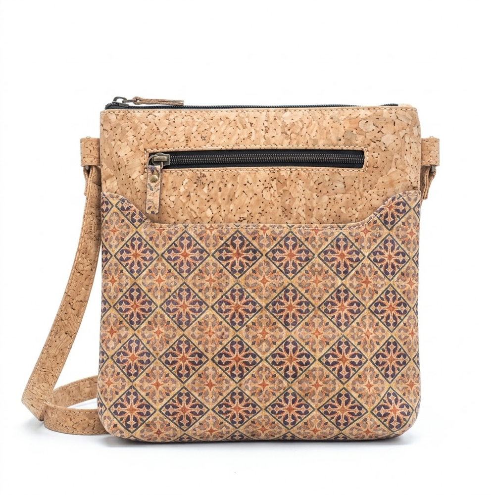 PAIVI Diamond Pattern Cork Sling Bag with Adjustable Strap